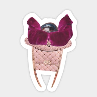 Wary Girl in Pink Fur Sticker